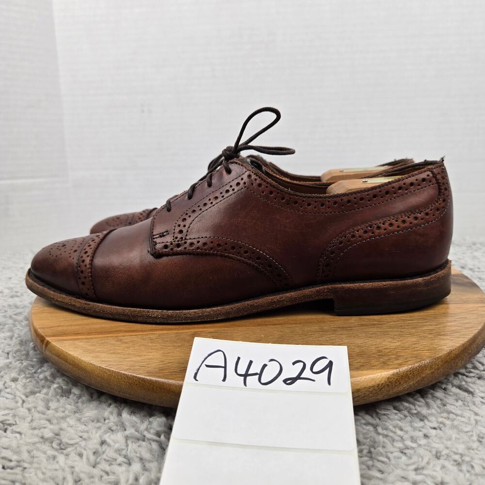 Allen Edmonds Mens 10D 6th Avenue Brown Leather Cap Toe Brogue Oxford Shoe 2026